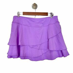 NWT Jofit Ace Skort Womens Large Purple Asymmetrical Ruffle Tiered High Waisted